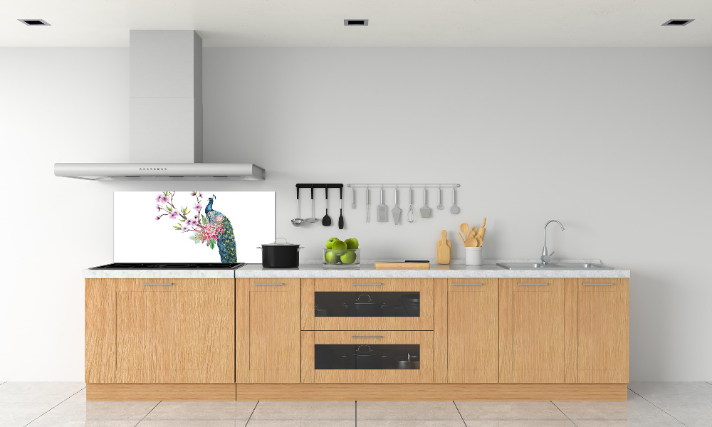 Kitchen splashback Paw and flowers