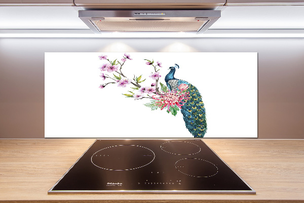 Kitchen splashback Paw and flowers