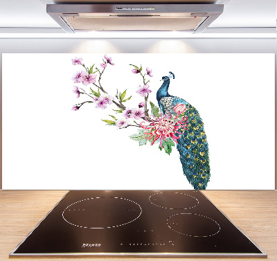 Kitchen splashback Paw and flowers