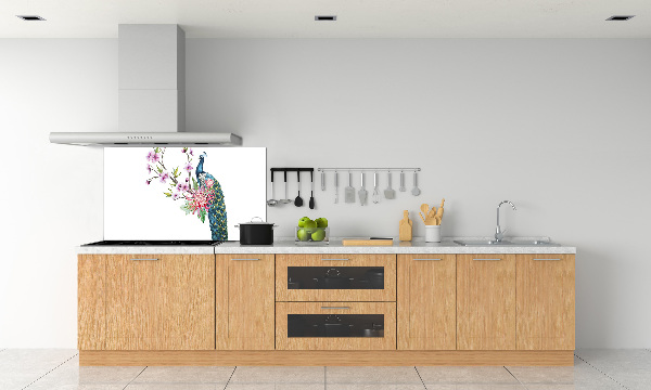 Kitchen splashback Paw and flowers