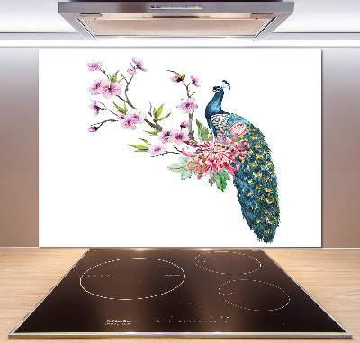 Kitchen splashback Paw and flowers