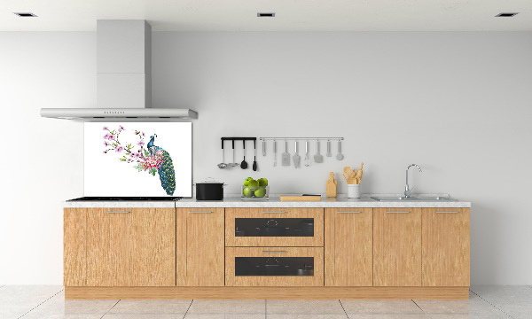 Kitchen splashback Paw and flowers