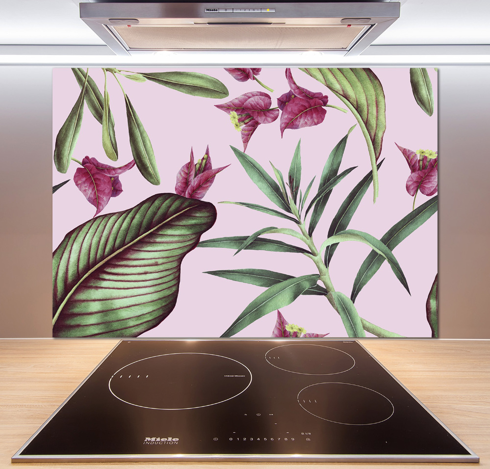 Kitchen splashback Tropical flowers