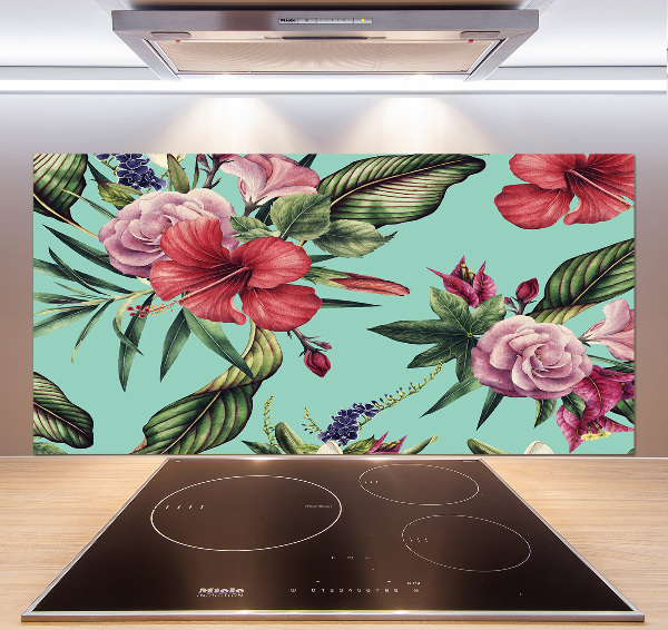 Kitchen splashback Tropical flowers