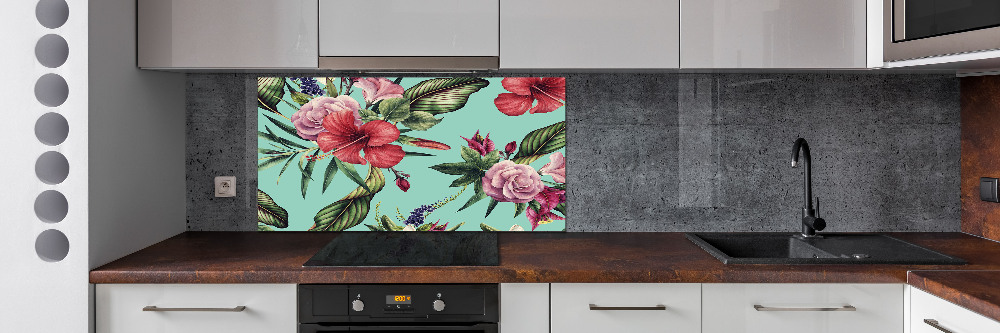 Kitchen splashback Tropical flowers