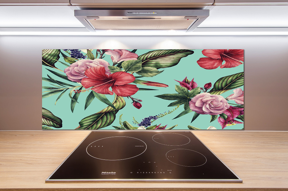 Kitchen splashback Tropical flowers