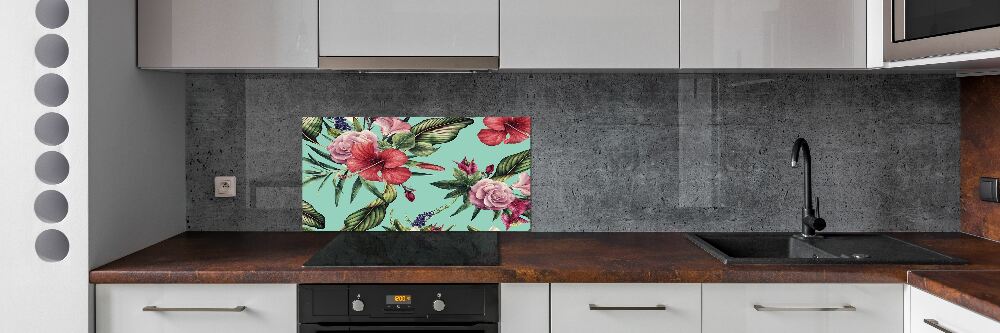 Kitchen splashback Tropical flowers