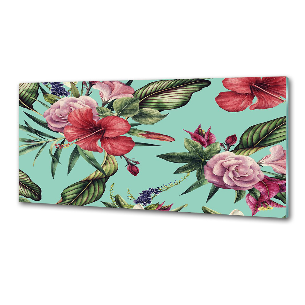 Kitchen splashback Tropical flowers