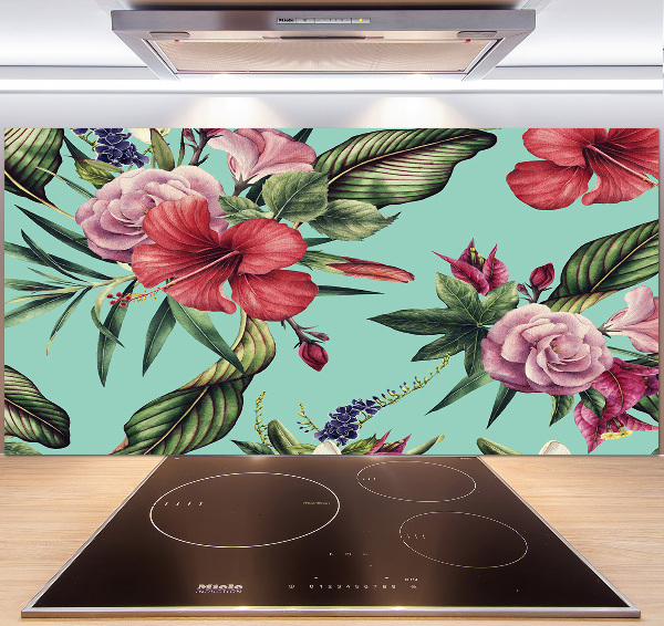 Kitchen splashback Tropical flowers