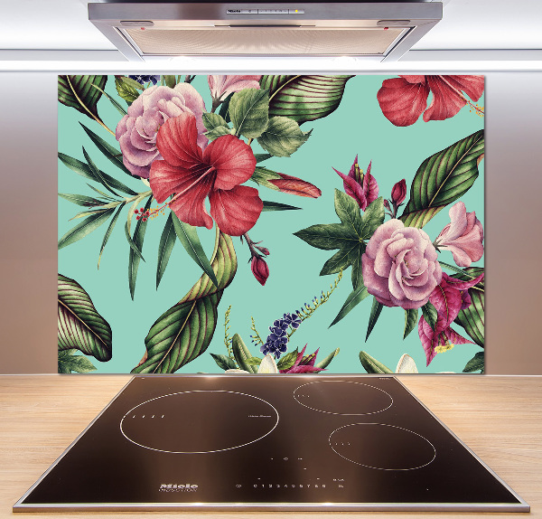 Kitchen splashback Tropical flowers