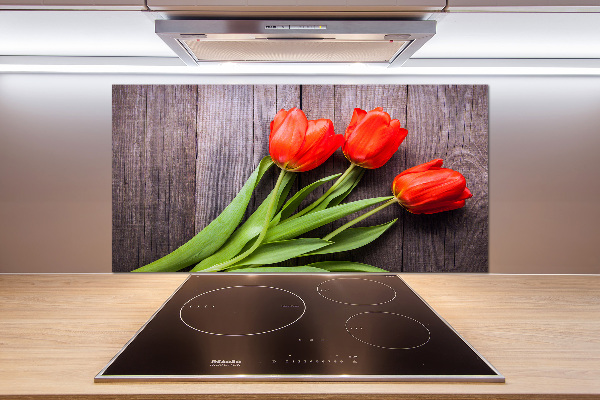 Cooker splashback Red tulips