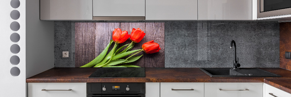 Cooker splashback Red tulips