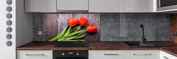 Cooker splashback Red tulips