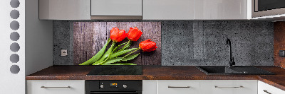 Cooker splashback Red tulips