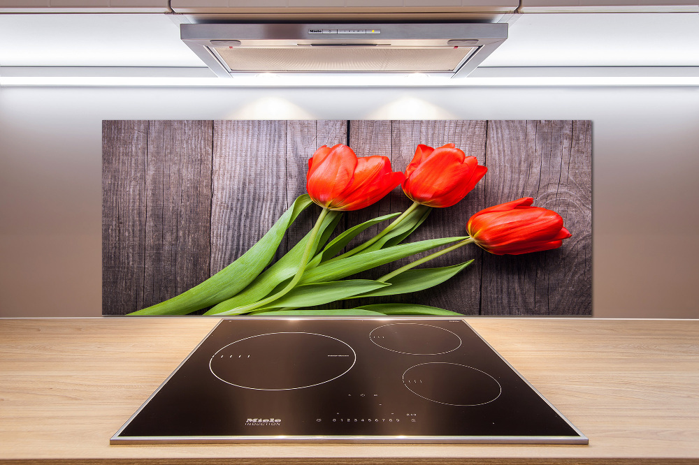 Cooker splashback Red tulips