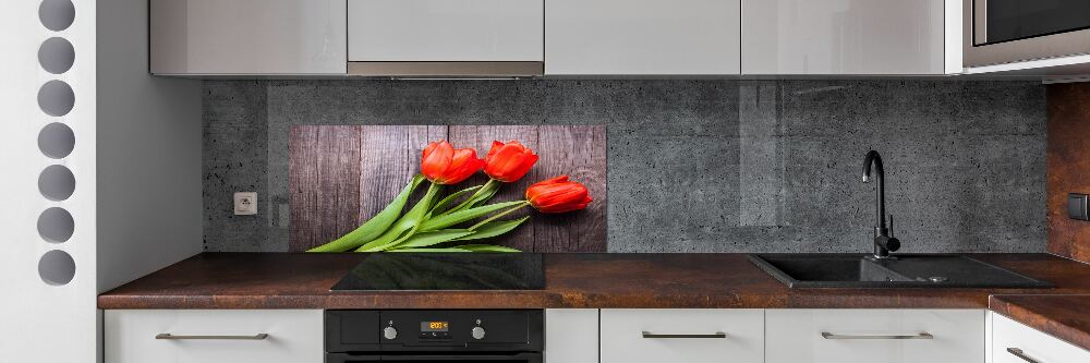 Cooker splashback Red tulips