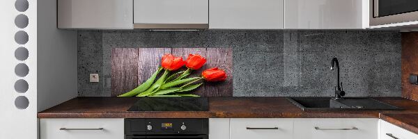 Cooker splashback Red tulips