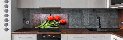 Cooker splashback Red tulips