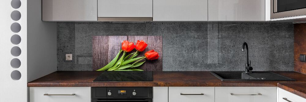 Cooker splashback Red tulips