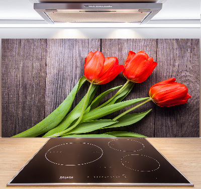 Cooker splashback Red tulips