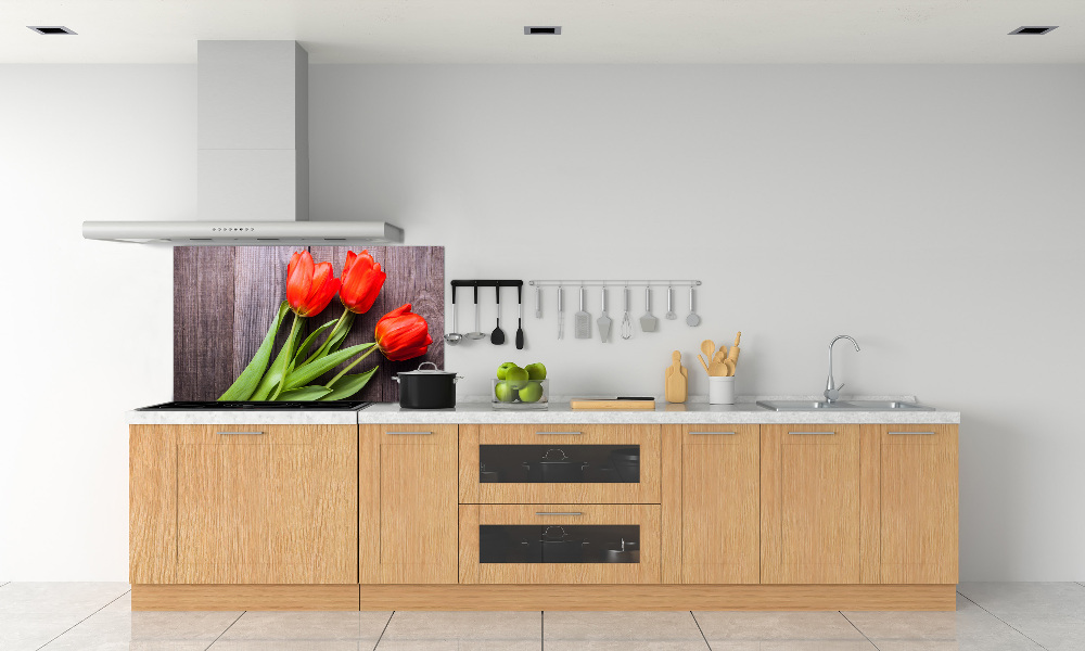 Cooker splashback Red tulips