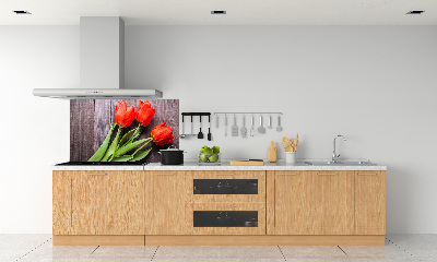 Cooker splashback Red tulips