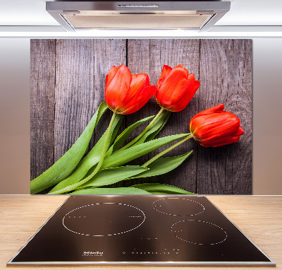 Cooker splashback Red tulips