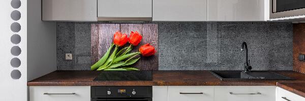 Cooker splashback Red tulips