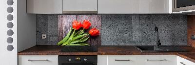 Cooker splashback Red tulips