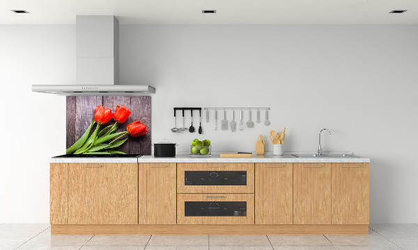 Cooker splashback Red tulips