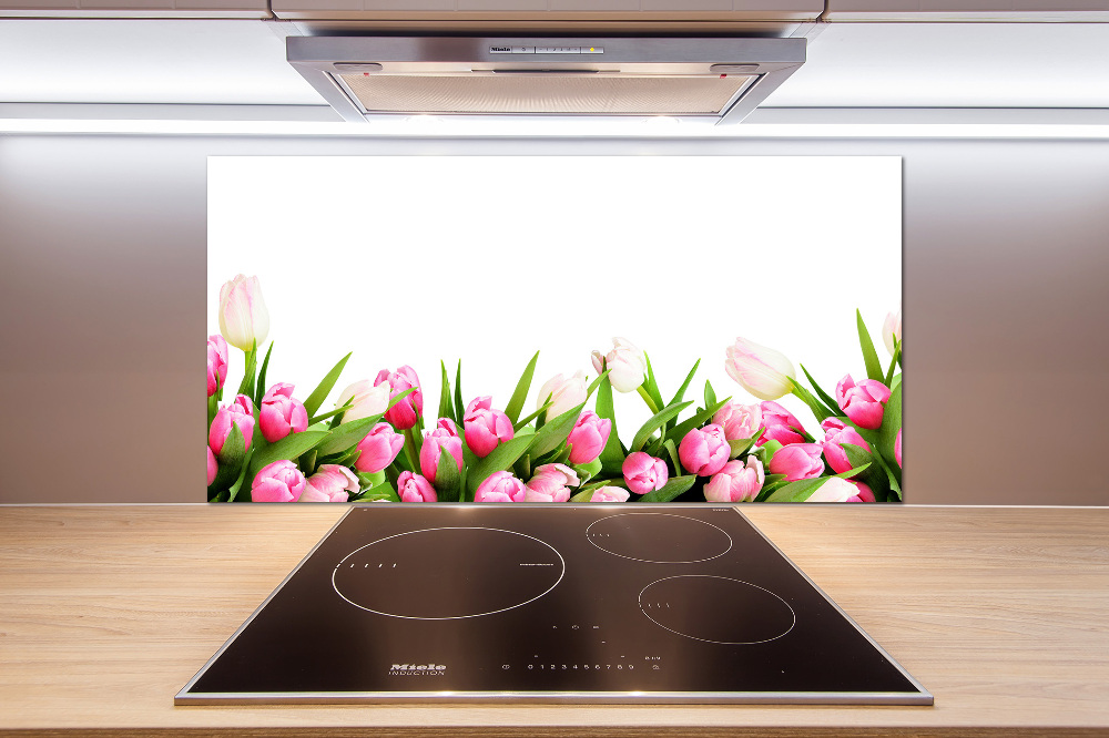 Cooker splashback Pink tulips