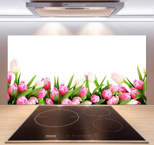 Cooker splashback Pink tulips