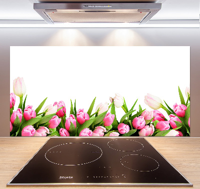 Cooker splashback Pink tulips