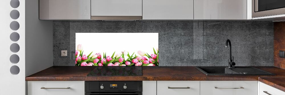 Cooker splashback Pink tulips