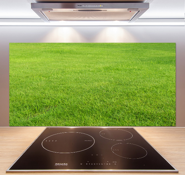 Cooker splashback green grass