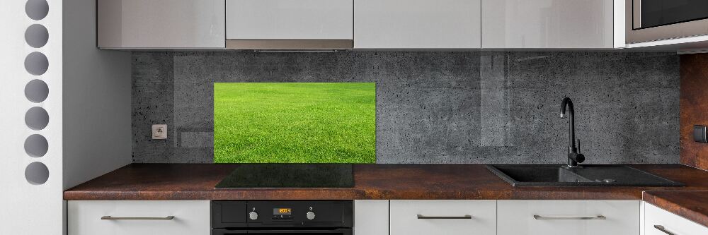 Cooker splashback green grass