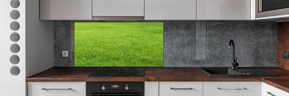 Cooker splashback green grass