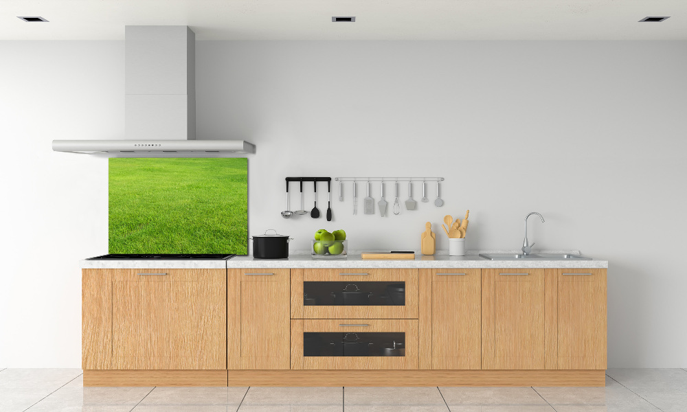 Cooker splashback green grass