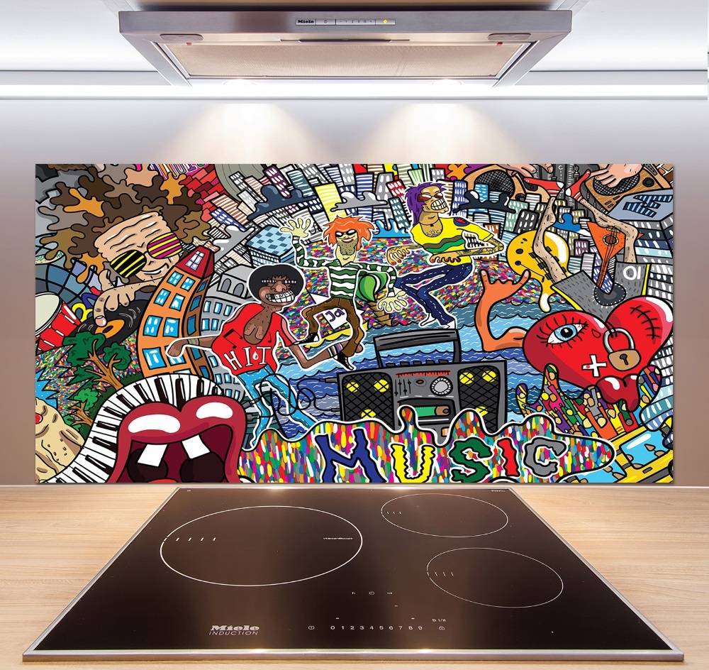 Cooker splashback Musical collage