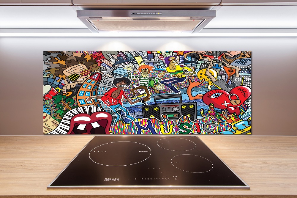 Cooker splashback Musical collage