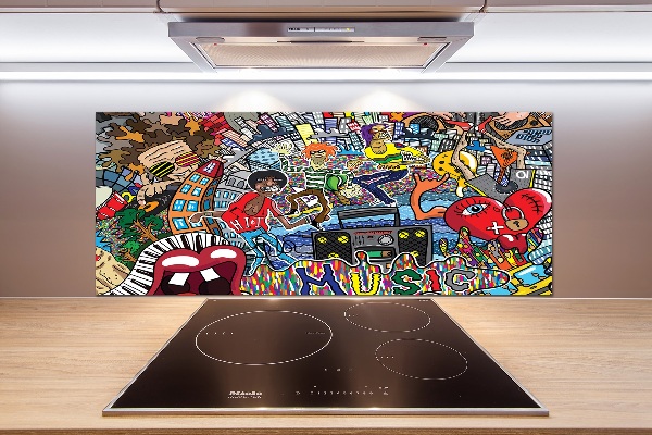 Cooker splashback Musical collage