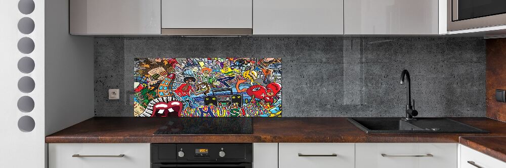 Cooker splashback Musical collage