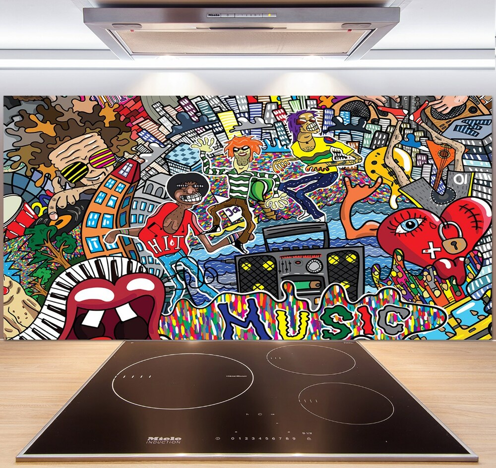 Cooker splashback Musical collage