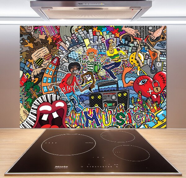 Cooker splashback Musical collage