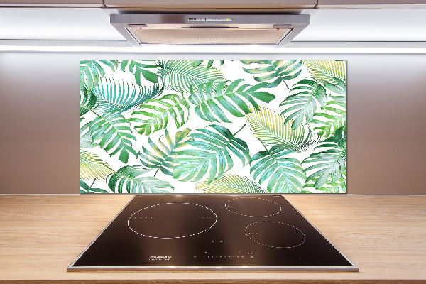 Kitchen splashback panel Tropical leaves