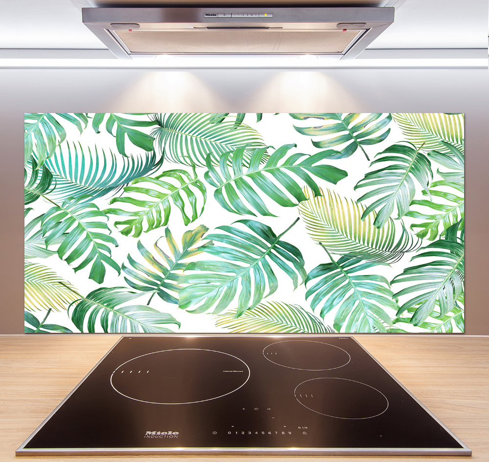 Kitchen splashback panel Tropical leaves