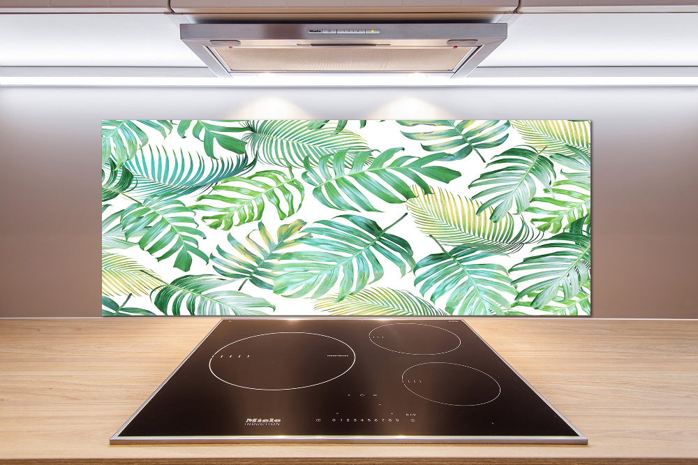 Kitchen splashback panel Tropical leaves