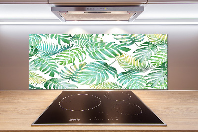 Kitchen splashback panel Tropical leaves