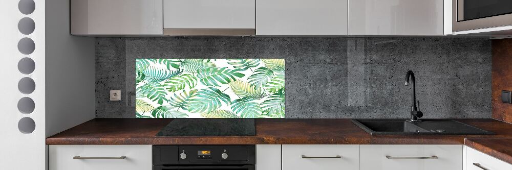 Kitchen splashback panel Tropical leaves