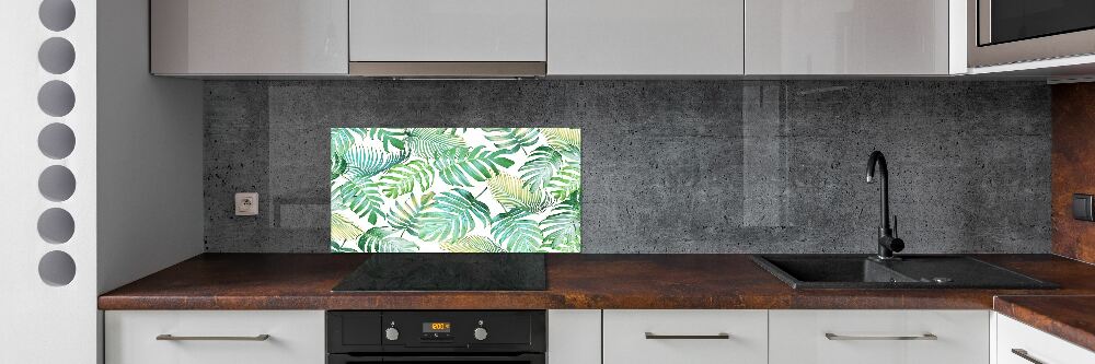 Kitchen splashback panel Tropical leaves